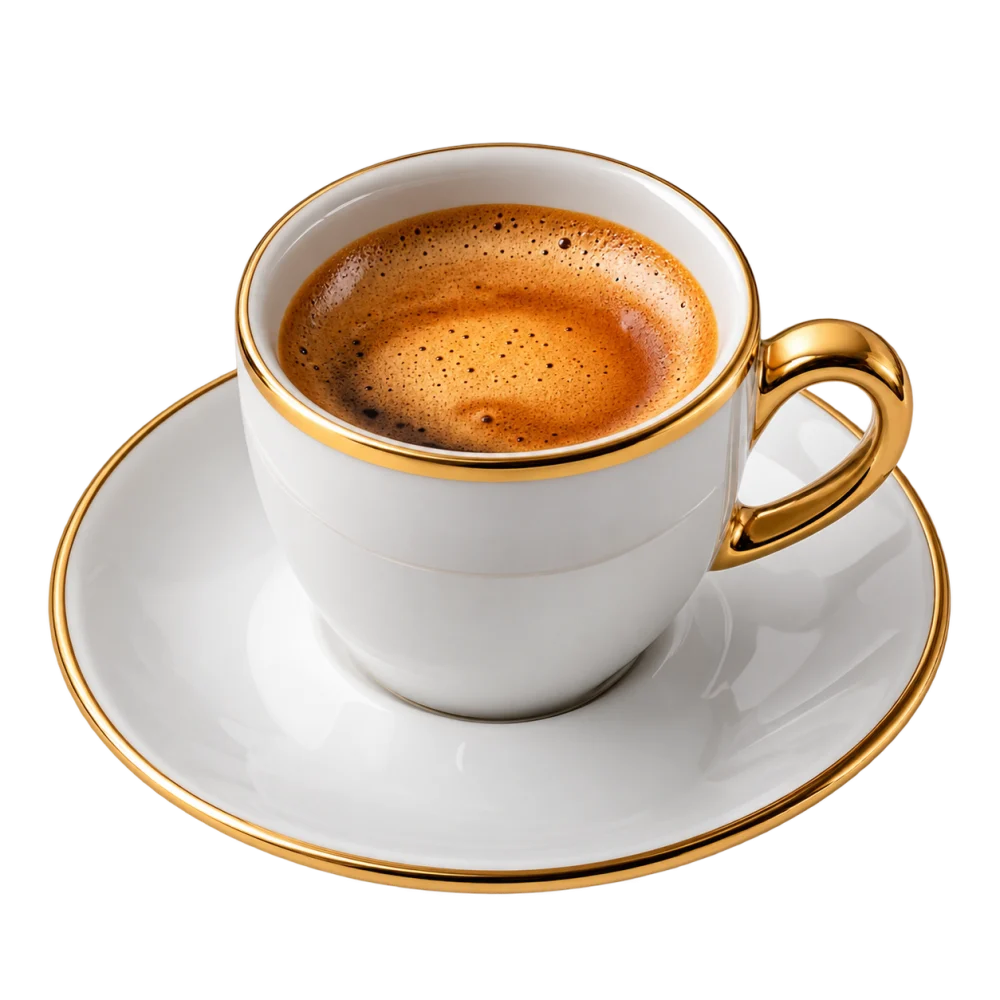 Espresso served in a small white cup