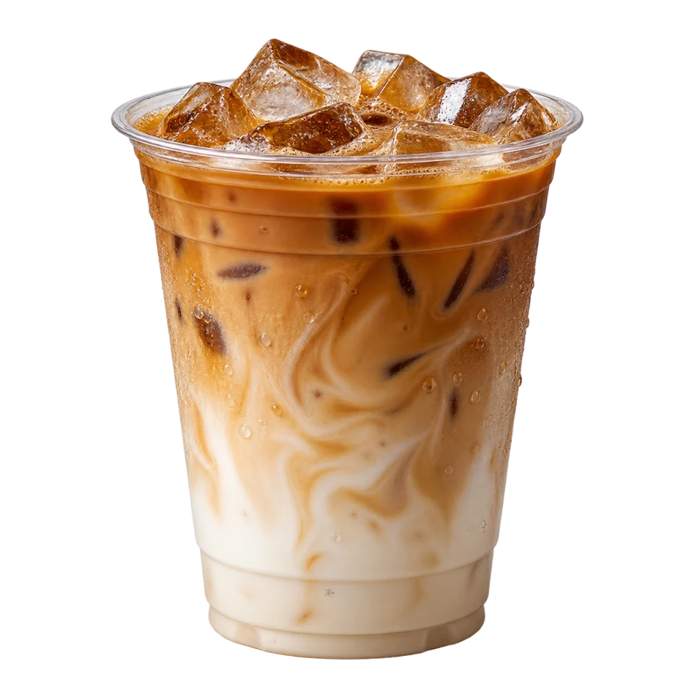 Iced latte in a clear glass
